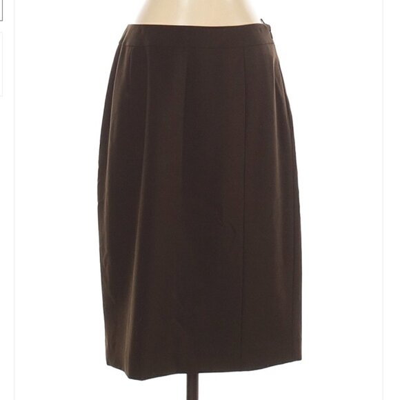 Lafayette 148 | Brown Wool Straight Skirt - Picture 1 of 4